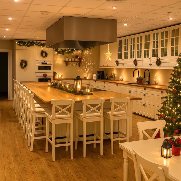 Kjøkkenet pyntet til jul